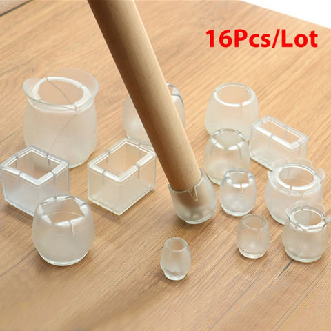 Image of 16Pcs/Lot Table Chair Leg Mat Silicone Non-slip Table Chair Leg Caps Foot Protection Bottom Cover Pads Wood Floor Protectors