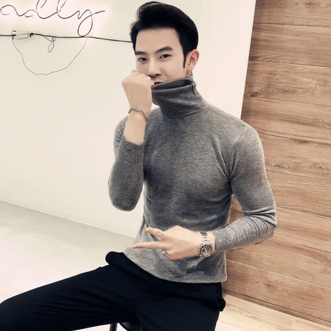 Image of 2019 Winter New Men's Turtleneck Sweaters Black Sexy Brand Knitted Pullovers Men Solid Color Casual Male Sweater Autumn Knitwear
