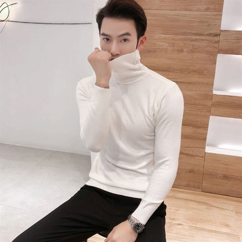 Image of 2019 Winter New Men's Turtleneck Sweaters Black Sexy Brand Knitted Pullovers Men Solid Color Casual Male Sweater Autumn Knitwear