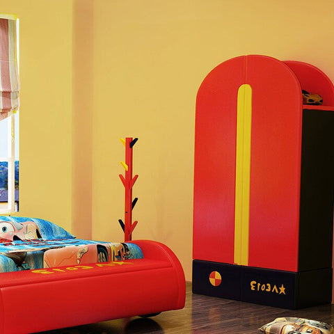 Image of Children's bed boy color combination bed fabric children cartoon bed bedroom children's furniture suite bed