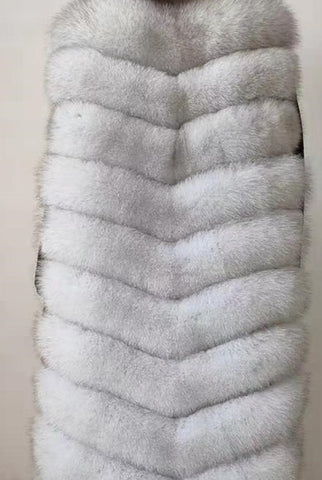 Natural fox fur coat vest 2019 new zipper long coat winter warm coat natural fur true fox vest