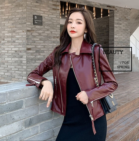 Free shipping,2020 High quality women Genuine leather jacket.fashion female sheepskin biker jacket,casual slim coat,super sales