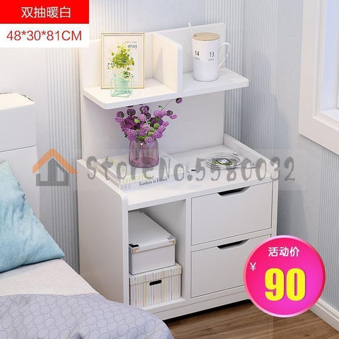 Image of Simple bedside table shelf bedside storage small cabinet simple bedroom bedside storage cabinet multifunctional