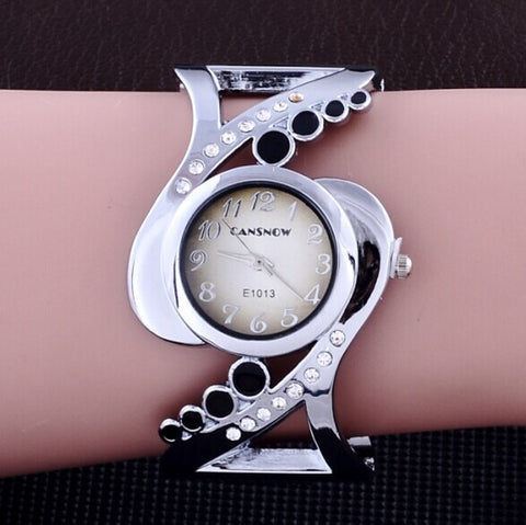 Image of New Design Women Bangle Wristwatch Quartz Crystal Luxury Rhinestone Elegant Watch