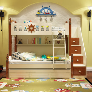 Special Offer Children Bed Double Bed Mediterranean Level Bed Cluster Youth Solid Wood Furniture Factory Direct Sales