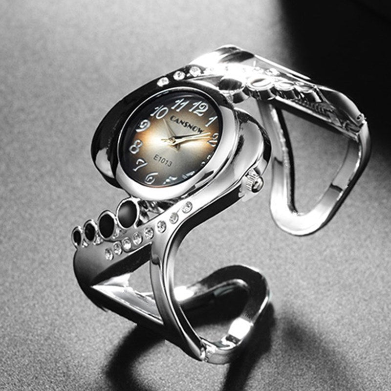 New Design Women Bangle Wristwatch Quartz Crystal Luxury Rhinestone Elegant Watch