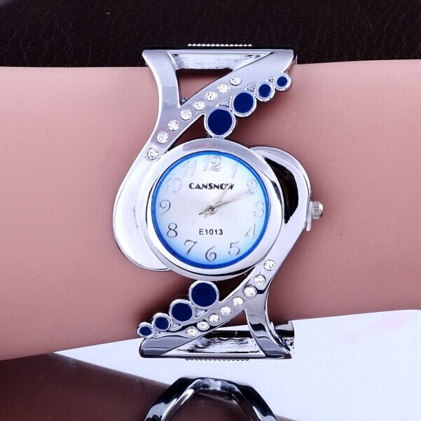 New Design Women Bangle Wristwatch Quartz Crystal Luxury Rhinestone Elegant Watch