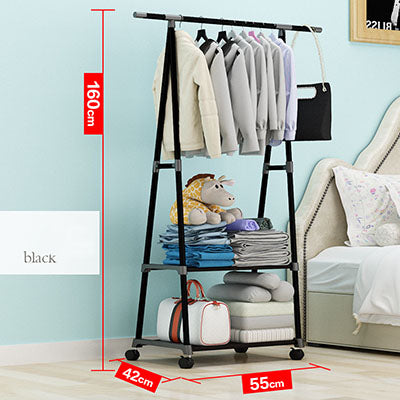 Image of Multi-function Triangle Coat Rack Removable Bedroom Hanging Clothes Rack With Wheels Floor Standing Coat Rack Clothes Hanger