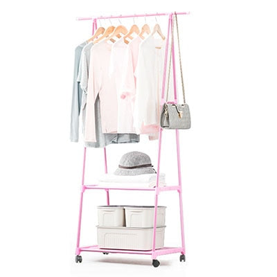 Image of Multi-function Triangle Coat Rack Removable Bedroom Hanging Clothes Rack With Wheels Floor Standing Coat Rack Clothes Hanger
