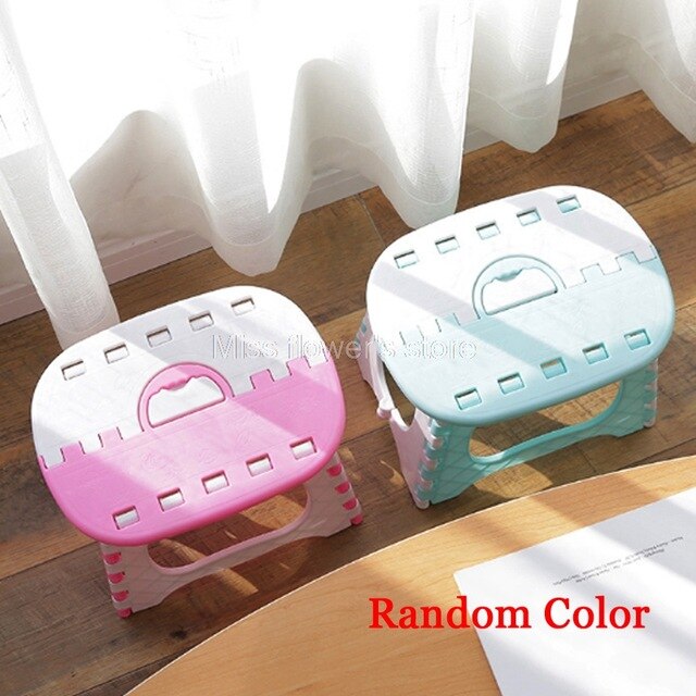 Cute Cartoon Plastic Folding Step Stool For Children Indoor Outdoor Camping Foldable Portable Bench Home Chair
