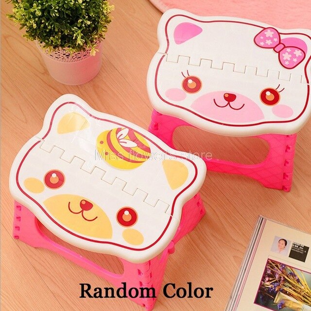 Cute Cartoon Plastic Folding Step Stool For Children Indoor Outdoor Camping Foldable Portable Bench Home Chair