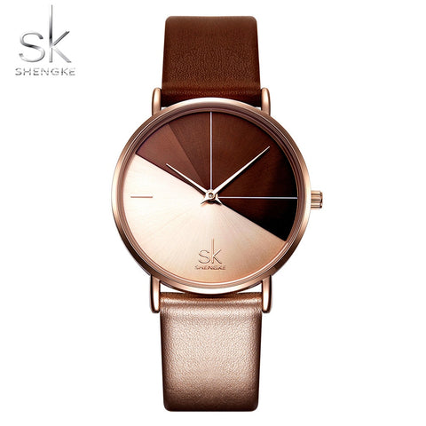 Image of Shengke Women's Watches Fashion Leather Wrist Watch Vintage Ladies