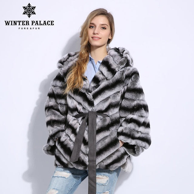 2018 Winter fur coat Fashion new rabblt fur coat Casual rex rabblt fur coat Solid real rex rabblt fur coat O-Neck WINTER PALACE