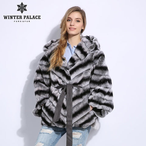 Image of 2018 Winter fur coat Fashion new rabblt fur coat Casual rex rabblt fur coat Solid real rex rabblt fur coat O-Neck WINTER PALACE