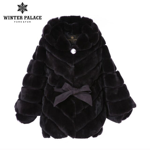 Image of 2018 Winter fur coat Fashion new rabblt fur coat Casual rex rabblt fur coat Solid real rex rabblt fur coat O-Neck WINTER PALACE