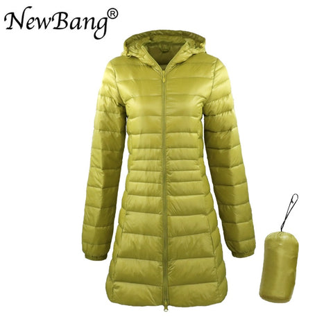 Image of NewBang 8XL Ladies Long Warm Down Coat With Portable Storage Bag Women Ultra Light Down Jacket Women's Overcoats Hip-Length